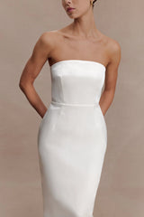 Ophelia Peplum Satin Maxi Dress - Ivory
