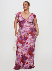 Soleila Maxi Dress Purple Multi Curve