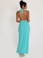 Destina Plunge Maxi Dress Aqua