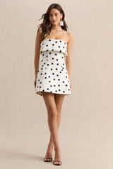 Nelly | White & Black Polka Dot Square-Neck Mini Dress