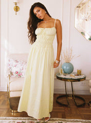 Loralei Shirred Maxi Dress Yellow