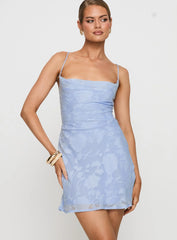 Celena Mini Dress Light Blue Burnout