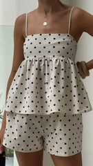 Fiana Top - Beige/Black Polka Dot