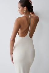 Hana Slinky Plunge Maxi Dress - Ivory