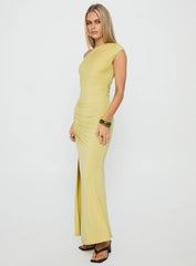 Yvonna Ruched Maxi Dress Citrus