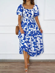 Robe à motifs floraux midi bohème
