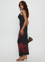 Lucky to Love Maxi Dress Black / Red Floral