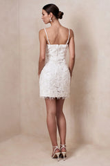 Paulina | White Embellished Bandeau Mini Dress