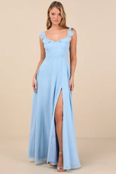 Dreamy Admiration Light Blue Ruffled Maxi Dress