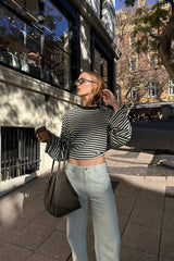 Bloom Long Sleeve Top Onyx Stripe
