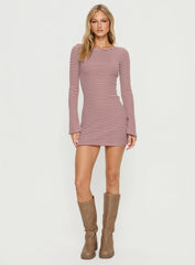 Bryanna Long Sleeve Mini Dress Cherry Stripe