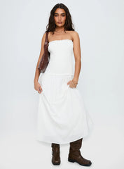 Tinsie Strapless Maxi Dress White
