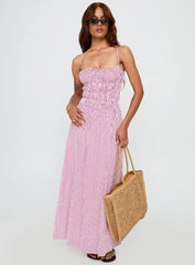 Loralei Shirred Maxi Dress Red Stripe