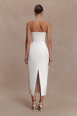 Ophelia Peplum Satin Maxi Dress - Ivory