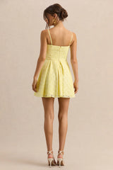 Elina | Lemon Square-Neck Mini Dress With Bow Detail