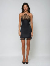Subductix Halterneck Lace Mini Dress In Black