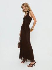 Ainslea Halter Scarf Maxi Dress Dark Brown