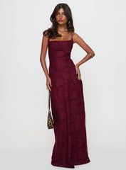 Celena Maxi Dress Burgundy Burnout