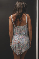 Shake It My Way Short Sequin Fringe Mini Dress