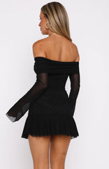 Dreaming Of Yesterday Long Sleeve Mini Dress Black
