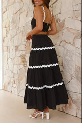Hazel Blues® | Contrast Trim Cami and Maxi Skirt Set