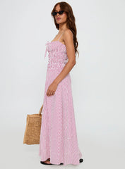Loralei Shirred Maxi Dress Red Stripe