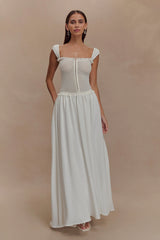 Tahlia Pointelle Knit Midi Dress - White