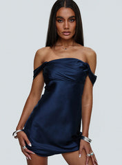Zabbarra Off The Shoulder Mini Dress Navy
