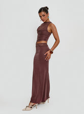Vesperine Lace Maxi Dress Cocoa Brown