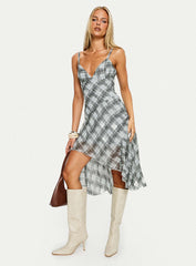 Murisa Asymmetrical Midi Dress Multi Check