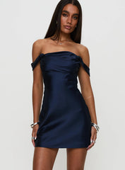 Zabbarra Off The Shoulder Mini Dress Navy