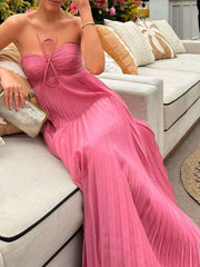 Pleated Tube Maxi Dress