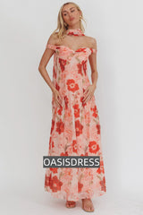 Kaycee Drop Waist Maxi Dress Floral Red