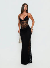 Chantella Lace Cut Out Maxi Dress Black
