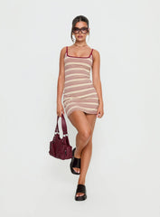 Missi Scoop Mini Dress Burgundy Stripe