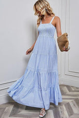 Waist Striped Sleeveless Maxi Dress