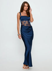 Alynna Lace Drape Maxi Dress Navy