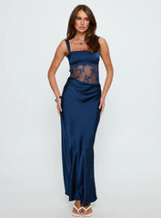 Alynna Lace Drape Maxi Dress Navy