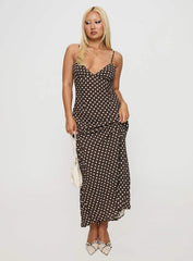 Jorjana Maxi Dress Brown / White Polka Dot