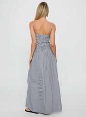 Kosie Shirred Maxi Dress Blue Stripe