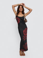 Lucky to Love Maxi Dress Black / Red Floral