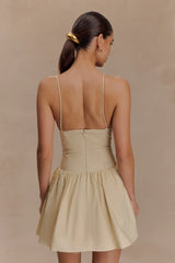 Janis Cotton Frill Mini Dress - Nude