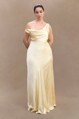 Jacinta One Shoulder Maxi Dress - Pastel Lemon