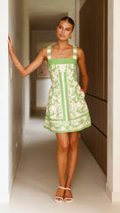 Maegan Mini Dress - Sage / Cream