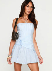 Archetype Strapless Mini Dress Blue Stripe