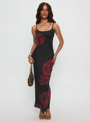 Lucky to Love Maxi Dress Black / Red Floral
