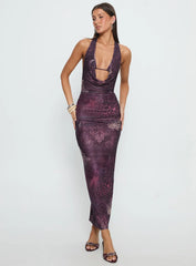 Manaia Cowl Halter Neck Maxi Dress Multi