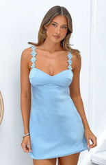 Marbelle Blue Satin Mini Dress