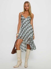 Murisa Asymmetrical Midi Dress Multi Check