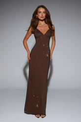 LUXE Diamond Diaries Maxi Dress Chocolate